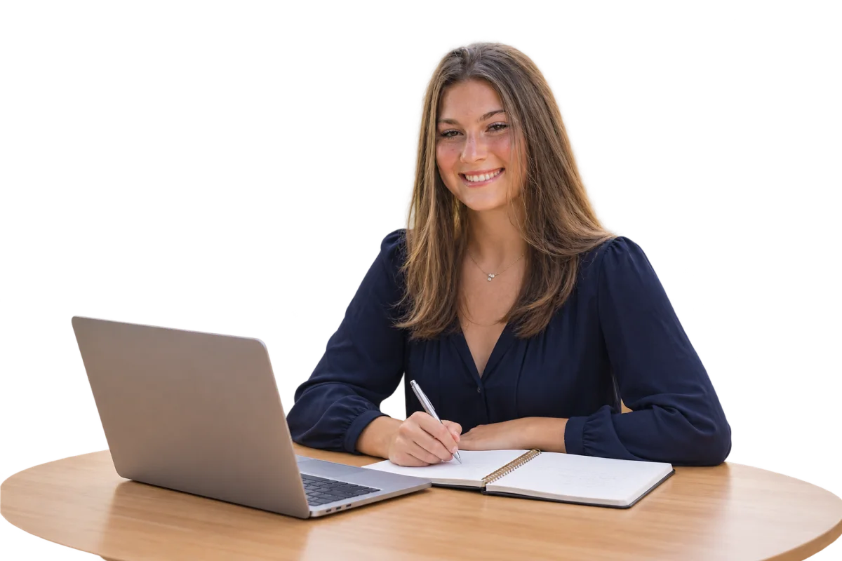 Sofia B., an Intutorly tutor, working beside her laptop
